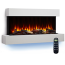 SimpliFire Format 36" Electric Wall Mount Fireplace with 43" Floating Mantel Kit - White (SF-FORMAT36 + SF-FM43-WH)