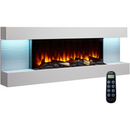 SimpliFire Format 36" Electric Wall Mount Fireplace with 60" Floating Mantel Kit - White (SF-FORMAT36 + SF-FM60-WH)