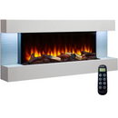 SimpliFire Format 36" Electric Wall Mount Fireplace with 50" Floating Mantel Kit - White (SF-FORMAT36 + SF-FM50-WH)