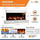 SimpliFire Format 36" Electric Wall Mount Fireplace with 43" Floating Mantel Kit - White (SF-FORMAT36 + SF-FM43-WH)