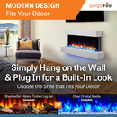 SimpliFire Format 36" Electric Wall Mount Fireplace with 43" Floating Mantel Kit - White (SF-FORMAT36 + SF-FM43-WH)