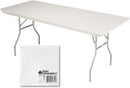 Kwik-Covers Rectangular Plastic Table Covers Bundles with Ohm Commerce Paper Napkins - Indoor or Outdoor Fitted Table Covers (Table NOT Included)