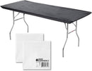 Kwik-Covers Rectangular Plastic Table Covers Bundles with Ohm Commerce Paper Napkins - Indoor or Outdoor Fitted Table Covers (Table NOT Included)