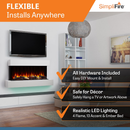 SimpliFire Format 36" Electric Wall Mount Fireplace with 43" Floating Mantel Kit - White (SF-FORMAT36 + SF-FM43-WH)