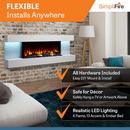 SimpliFire Format 36" Electric Wall Mount Fireplace with 60" Floating Mantel Kit - White (SF-FORMAT36 + SF-FM60-WH)