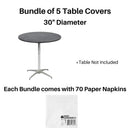 Kwik-Covers Round Plastic Table Covers Bundle of Ohm Commerce Paper Napkins - Indoor or Outdoor Fitted Round Table Covers (Table NOT Included)