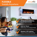 SimpliFire Format 36" Electric Wall Mount Fireplace with 50" Floating Mantel Kit - White (SF-FORMAT36 + SF-FM50-WH)