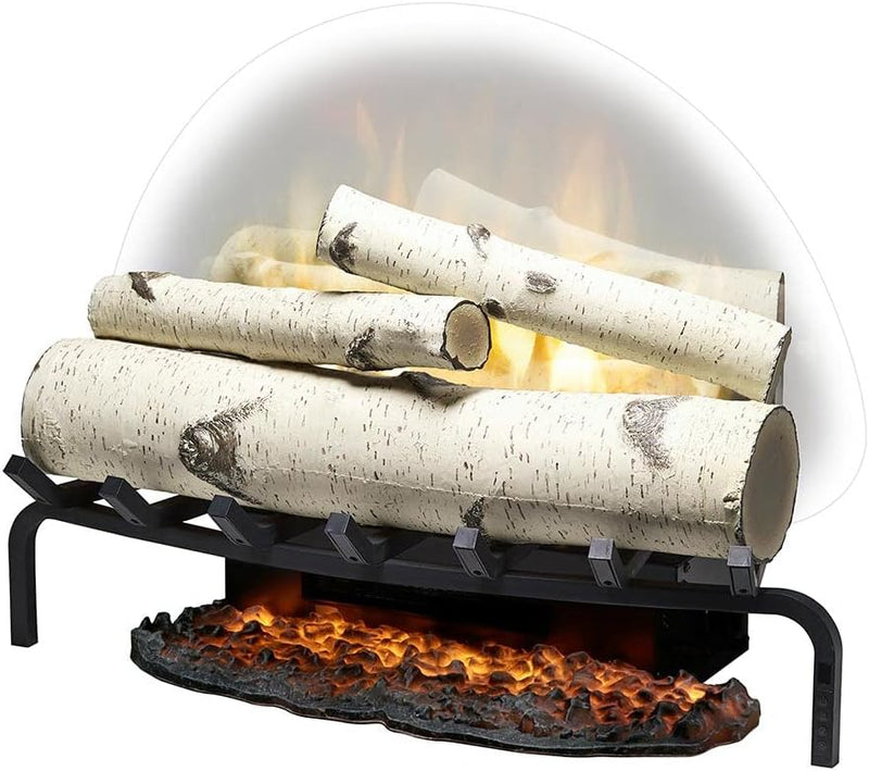 Dimplex X-RLG25BR Electric Fireplace: Birch Log Insert + Ash Mat (SKU: RLG25BR)