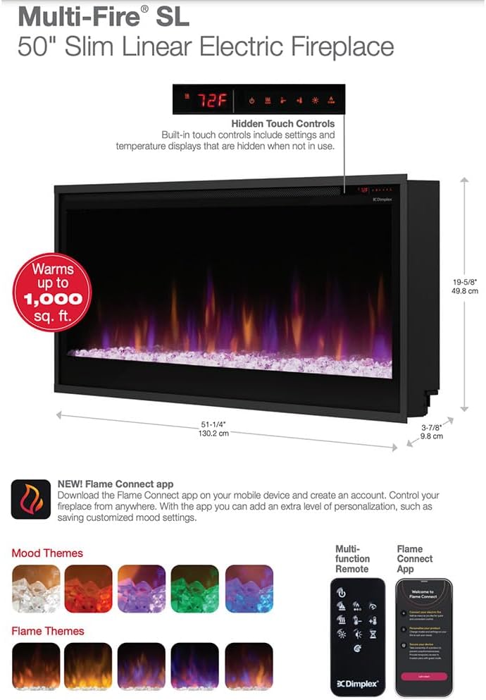 Dimplex 60 Inch Slim Built-in Linear Electric Fireplace | PLF6014-XS