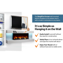 SimpliFire Format 36" Electric Wall Mount Fireplace with 60" Floating Mantel Kit - White (SF-FORMAT36 + SF-FM60-WH)