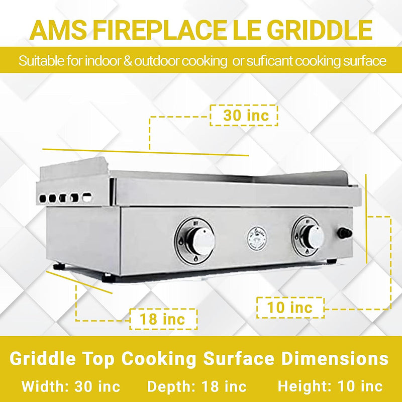 Le Griddle GFE75: 30" Stainless Steel Propane Griddle for Outdoor Grill Home Cooking & Camping
