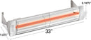 Infratech W-1524 SS Stainless Steel 33” Single Element Fixture 1500 Watt, 240 Volt, Stainless Steel - SKU W1524 SS