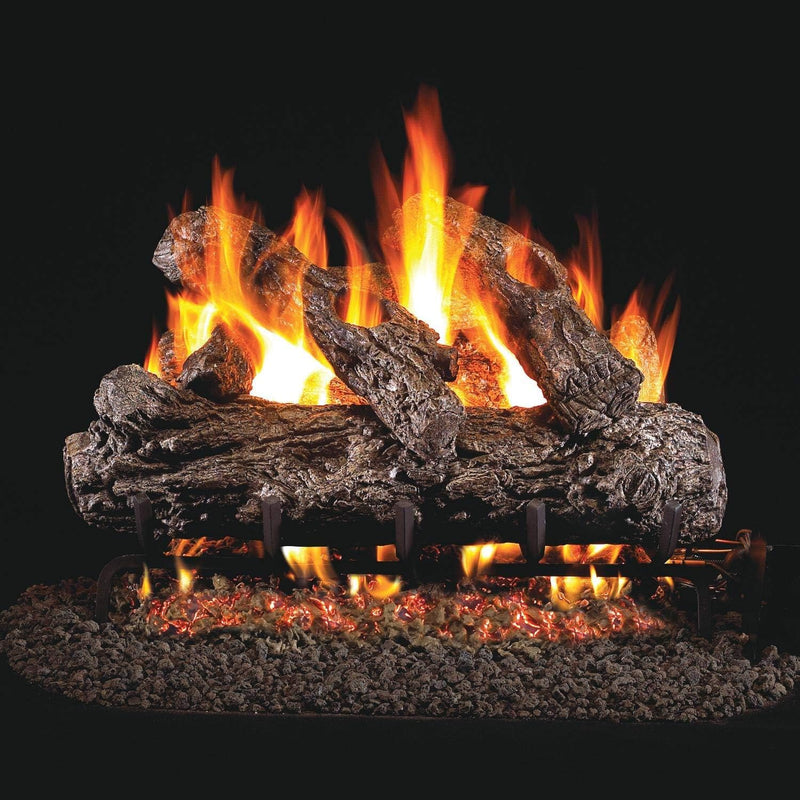 Peterson Real Fyre 24-inch Rustic Oak Log Set With Vented Natural Gas G45 Burner - Match Light