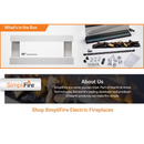 SimpliFire Format 36" Electric Wall Mount Fireplace with 50" Floating Mantel Kit - White (SF-FORMAT36 + SF-FM50-WH)