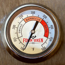 Four Oxen BBQ Grill Thermometer, 3-inch Aluminum Zoned Dial, 4-inch Stem, 100/500 Degrees F Temperature Gauge for Barbecue Pits, Smokers, and Cookers
