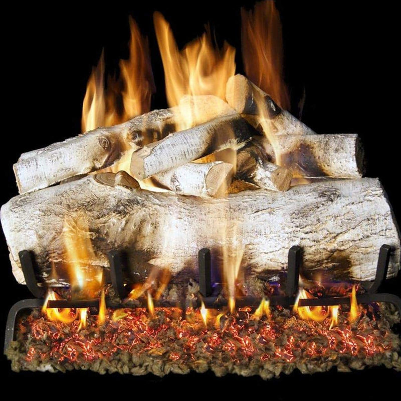 Peterson Real Fyre 18-inch Mountain Birch Log Set With Vented Natural Gas G4 Burner