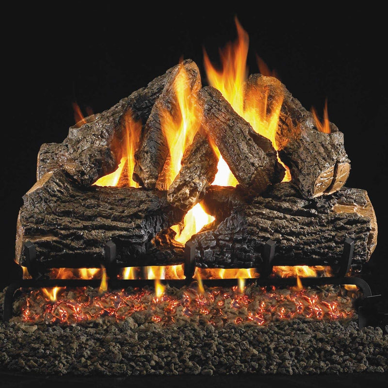 Peterson Real Fyre 24-inch Charred Oak Log Set With Vented Natural Gas G4 Burner - Match Light